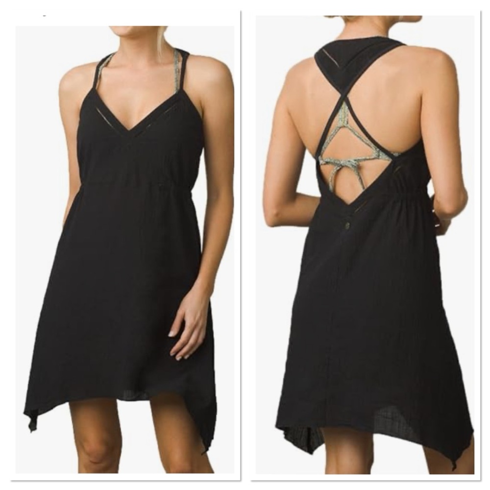 Prana Black Backless Spaghetti Strap Dress